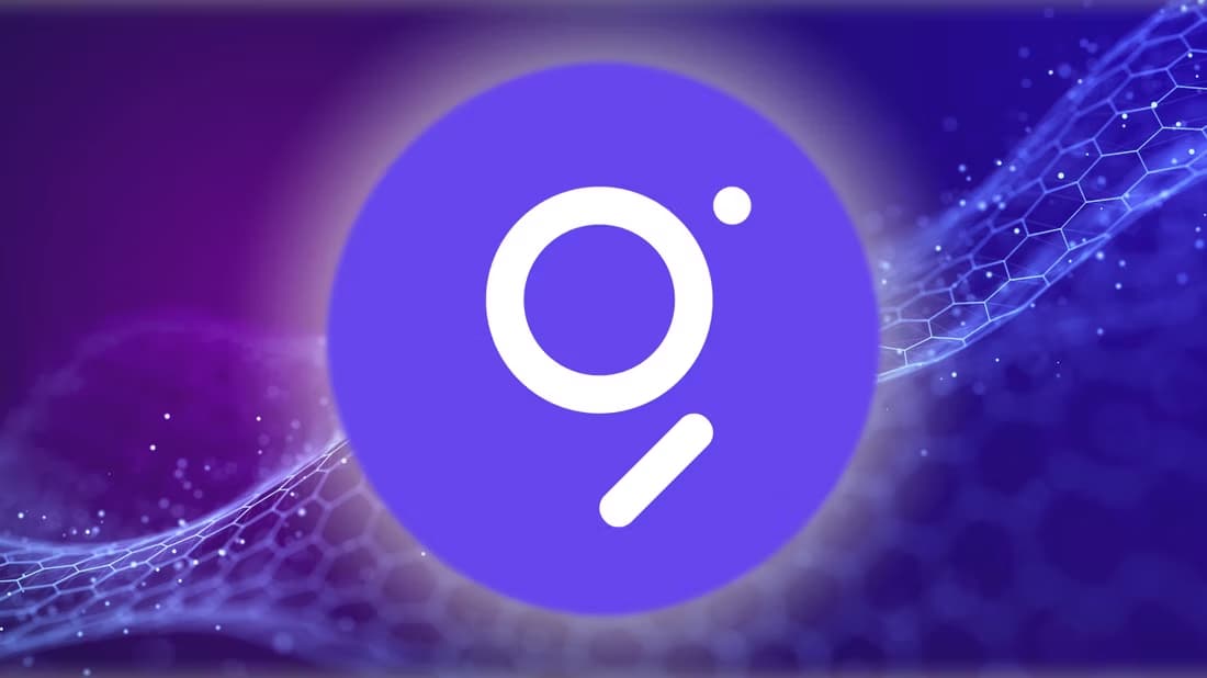 The Graph logo on a purple abstract background
